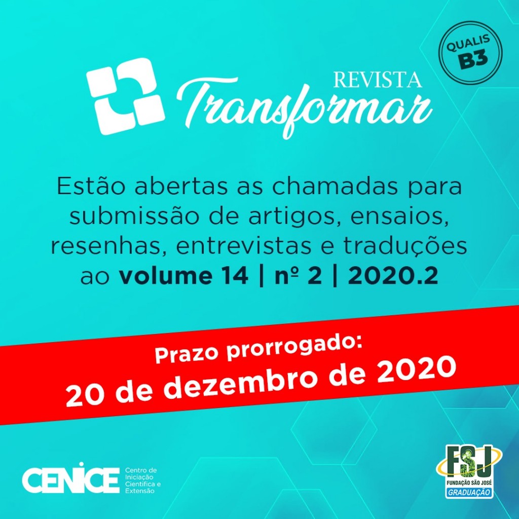 Edital Revista Transformar 2020/2 –  Prazo Prorrogado